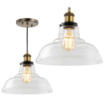 Litchfield 11" Farmhouse Metal/Glass LED Pendant - JONATHAN Y